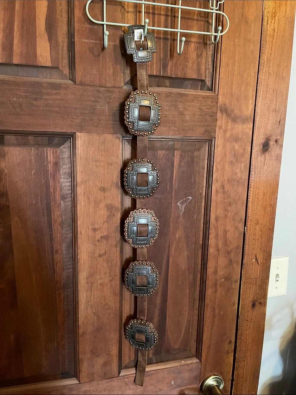 Roper Brown Leather Wall Strap with Decorative Conchos